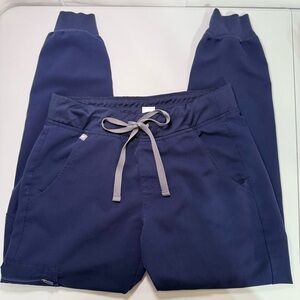 FIGS Zamora Jogger Scrub Pants Navy XS Petite Drawstring Medical